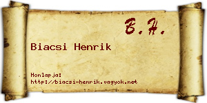 Biacsi Henrik névjegykártya